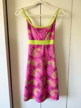 Y2K inspired athletic dress mini dress Lola Pink and green paisley print dress S
